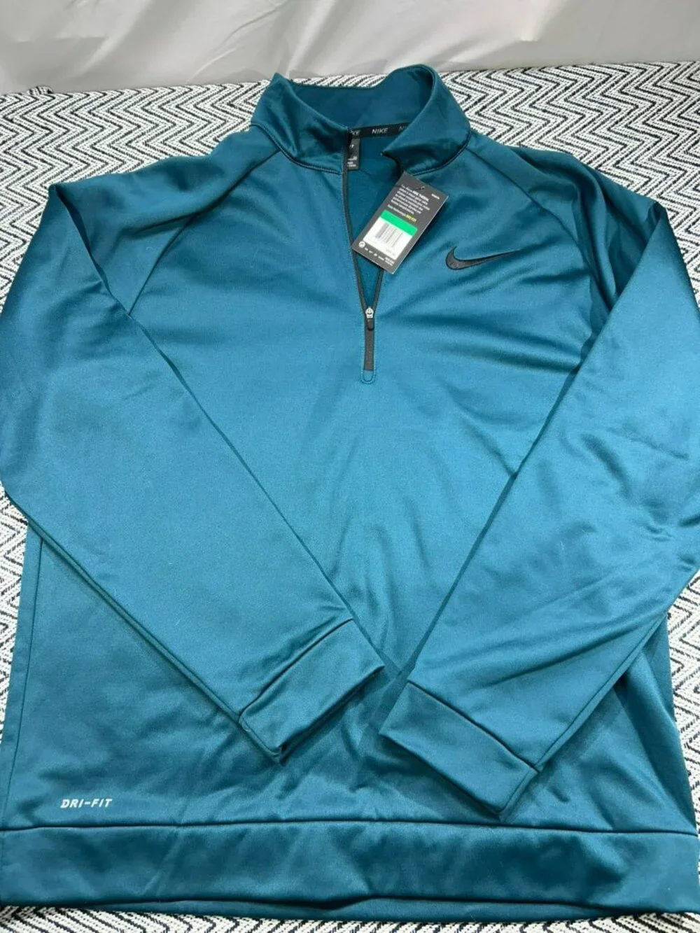 Nike Men’s Therma Dri-Fit Quarter-Zip Pullover Teal XL Lightweight Training